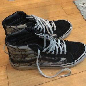 Black and White Floral Vans High Tops